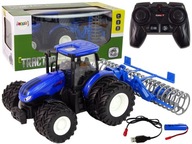 Diaľkovo ovládaný traktor 1:24 modrý kovový disk Diaľkovo ovládaný traktor 1:24 modrý kovový disk