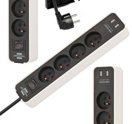 Napájacia lišta 4 zásuvky 1,5m 2x USB NABÍJAČKA Napájacia lišta 4 zásuvky 1,5m 2x USB NABÍJAČKA