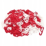 Plastová bielo-červená retiazka 6mm x 25m + háčiky