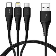 CABLE ROCK 3v1 LIGHTNING micro-USB USB-C 3A 120cm CABLE ROCK 3v1 LIGHTNING micro-USB USB-C 3A 120cm