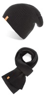 Čierna pánska čiapka, elegantný zimný šál, 2v1