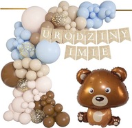 BALÓNKY Ozdoby na mašličku MEDVEĎ na narodeniny banner + MENO BALÓNKY Ozdoby na mašličku MEDVEĎ na narodeniny banner + MENO