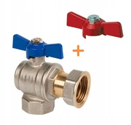VENTIL, GUĽOVÝ VENTIL UHOLNÝ, POLOVEST, MODRÝ ČERVENÝ MOTÝĽ 1" DN25 GW VENTIL, GUĽOVÝ VENTIL UHOLNÝ, POLOVEST, MODRÝ ČERVENÝ MOTÝĽ 1" DN25 GW