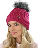 Fuchsiová štýlová zimná čiapka s flísom Pompon V6 Fuchsiová štýlová zimná čiapka s flísom Pompon V6