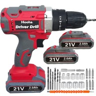 21V akumulátorová vŕtačka s príklepom 2x2Ah vrtáky