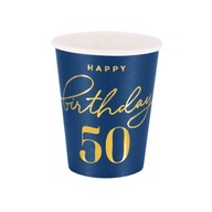 POHÁRKY HAPPY BIRTHDAY 50 NAVY 220ML 6KS