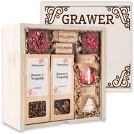 Darčeková krabička s gravírovaním, čaj, káva, smotana Darčeková krabička s gravírovaním, čaj, káva, smotana