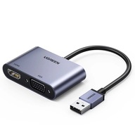 Ugreen CM449 USB – adaptér HDMI 1.3 (1920x1080 60Hz), VGA 1.2 (1920x10)