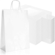 25x biele papierové tašky s rúčkami, tašky na