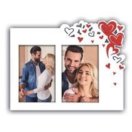 Rámik na 2 srdiečkové fotografie, elegantný a očarujúci, 2/10x15 Rámik na 2 srdiečkové fotografie, elegantný a očarujúci, 2/10x15