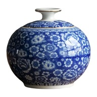 Keramická čajová dóza z modrého a bieleho porcelánu s vrchnákom