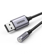 UGREEN CM477 audio adaptér, USB na Mini Jack 3,5 mm AUX (sivá)