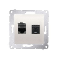 SIMON 54 dvojitá RJ45 počítačová zásuvka - krémová SIMON 54 dvojitá RJ45 počítačová zásuvka - krémová