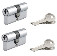 SADA 2 VALCOVÝCH VLOŽIEK 5 KOLÍKOV CHROM. - 30 X 30 MM - 6 KĽÚČOV SADA 2 VALCOVÝCH VLOŽIEK 5 KOLÍKOV CHROM. - 30 X 30 MM - 6 KĽÚČOV