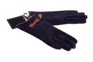 Dámske kožené rukavice, námornícka modrá, veľkosť M/L