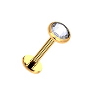 PIERCING Zlaté náušnice Labret s bielym zirkónom Lobe Helix Titanium 1,2/10/4 PIERCING Zlaté náušnice Labret s bielym zirkónom Lobe Helix Titanium 1,2/10/4