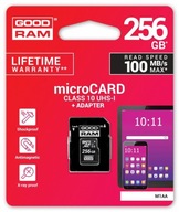 GOODRAM 256GB CL10 UHS I microSD karta + adaptér GOODRAM 256GB CL10 UHS I microSD karta + adaptér