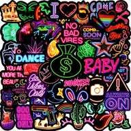 VODEODOLNÉ NÁLEPKY MIX NEON ČIERNA 50 ks Párty VODEODOLNÉ NÁLEPKY MIX NEON ČIERNA 50 ks Párty