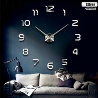 Veľké nástenné hodiny, 80-120 cm, strieborné, 12 číslic