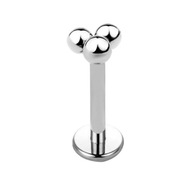 Titánové strieborné labretové náušnice s tromi loptičkami LOBE Helix Tragus 1,2/6 Titánové strieborné labretové náušnice s tromi loptičkami LOBE Helix Tragus 1,2/6