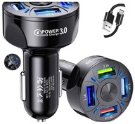 VÝKONNÁ RÝCHLA NABÍJAČKA DO AUTO 4x USB PD QC 3.0 PRE TELEFÓN + KÁBEL VÝKONNÁ RÝCHLA NABÍJAČKA DO AUTO 4x USB PD QC 3.0 PRE TELEFÓN + KÁBEL