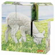 Drevená hračka so 6 obrázkami zvieratiek, 3D puzzle Drevená hračka so 6 obrázkami zvieratiek, 3D puzzle