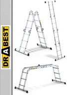 4x3 kĺbový skladací rebrík s plošinou DRABEST
