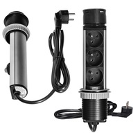 ORNO Zásuvka na stôl skrytá v doske s nabíjačkou 2xUSB kábel 1,5 m INOX ORNO Zásuvka na stôl skrytá v doske s nabíjačkou 2xUSB kábel 1,5 m INOX
