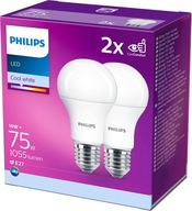 E27 LED žiarovka 10W = 75W A60 4000K PHILIPS 2-BAL. E27 LED žiarovka 10W = 75W A60 4000K PHILIPS 2-BAL.