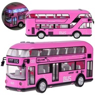 Ružový poschodový autobus s otváracími dverami a zvukom ZA 4748