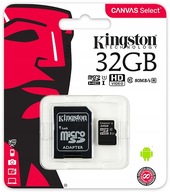 KINGSTON 32GB MICRO SD KARTA SDCS2 CL10 SD ADAPTÉR