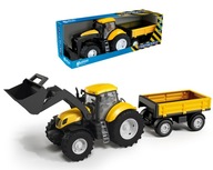 Automobilový traktor s prívesom a korčekovým traktorom s veľkými kolesami