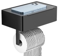 Zásobník na toaletný papier s policou, vešiak, čierny, NÁDOBKA na WC Utierky Zásobník na toaletný papier s policou, vešiak, čierny, NÁDOBKA na WC Utierky