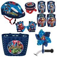 4x chrániče prilba košík rukavice zvonček ventilátor Avengers 4x chrániče prilba košík rukavice zvonček ventilátor Avengers