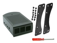 Hliníkové puzdro Raspberry Pi 4 s čiernymi chladičmi Hliníkové puzdro Raspberry Pi 4 s čiernymi chladičmi