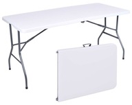 Cateringový stôl RICO rozkladací do kufra - 152 cm - biely