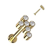 NA BEARD LIP LABRET CROSS ZIRCONIA TITANIUM G23 NA BEARD LIP LABRET CROSS ZIRCONIA TITANIUM G23