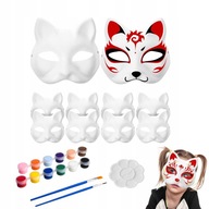 10× DIY PRÁZDNÉ RUČNE MAĽOVANÉ MASKY MAŠKA MAČKA + 2× ŠTETCE + 12× FARBA 10× DIY PRÁZDNÉ RUČNE MAĽOVANÉ MASKY MAŠKA MAČKA + 2× ŠTETCE + 12× FARBA