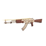 DREVENÁ HRAČKA ROBOTIME NA MONTÁŽ PUŠKOVEJ ZBRANE AK-47 S GUMOVÝMI REBRAMI