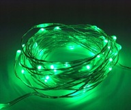 Svietidlá na drôte 50 LED 5m. na zelených batériách