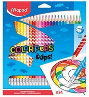 Colorpeps Oops trojuholníkové pastelky s gumou, 24 farieb