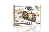 Drevené 3D puzzle - Woden Express vlak s koľajnicou
