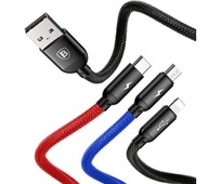 Kábel 3v1 Baseus USB - microUSB USB-C Lightning 3A kábel 1,2 m čierny Kábel 3v1 Baseus USB - microUSB USB-C Lightning 3A kábel 1,2 m čierny