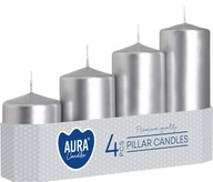 Stupňovité valčeky, strieborná metalíza, priemer 5cm, 4x Stupňovité valčeky, strieborná metalíza, priemer 5cm, 4x