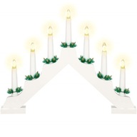 DREVENÝ ADVENTNÝ STOJAN NA SVIEČKY, SVIEČKY, 7 LED SVIETIEK