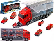 Nákladný automobil TIR transportér + kovové hasičské autá