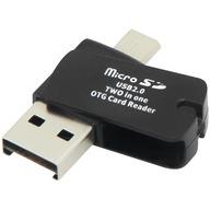 Miniatúrna čítačka microSD kariet 2 v 1 USB microUSB Miniatúrna čítačka microSD kariet 2 v 1 USB microUSB