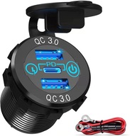 Zásuvky s dvojitým rýchlym nabíjaním 12V LED Zásuvky s dvojitým rýchlym nabíjaním 12V LED