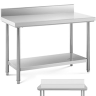 Stôl, nerezová, nástenná pracovná doska s okrajom a policou 120x60cm