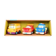 Sada 3 mini autíčok na pohon s pretekárom B.Toys Sada 3 mini autíčok na pohon s pretekárom B.Toys
